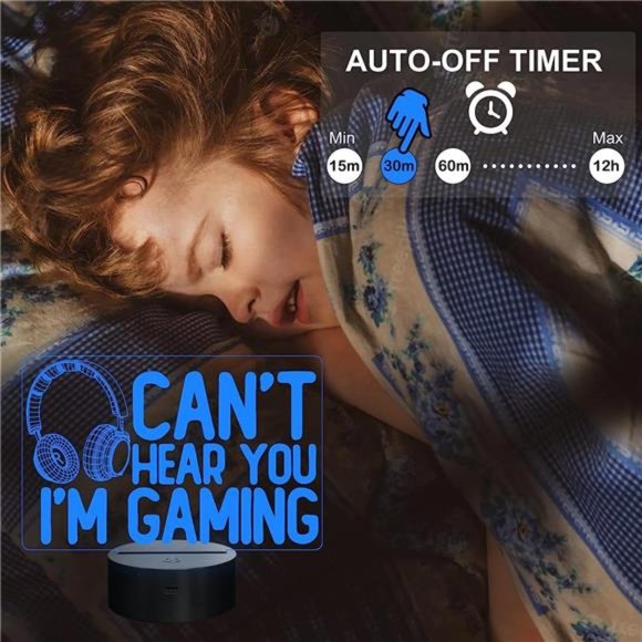 Can't Hear You I'm Gaming Night Light, Headset Graphic Video Games Gamer Gift - Picture 6 of 6